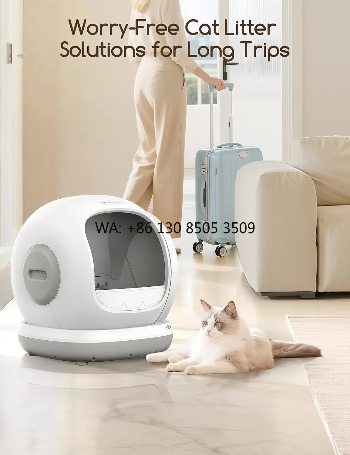 Custom Design 75L Extra Large Capacity Self Cleaning  Box Automatic  Box for Multiple Cats