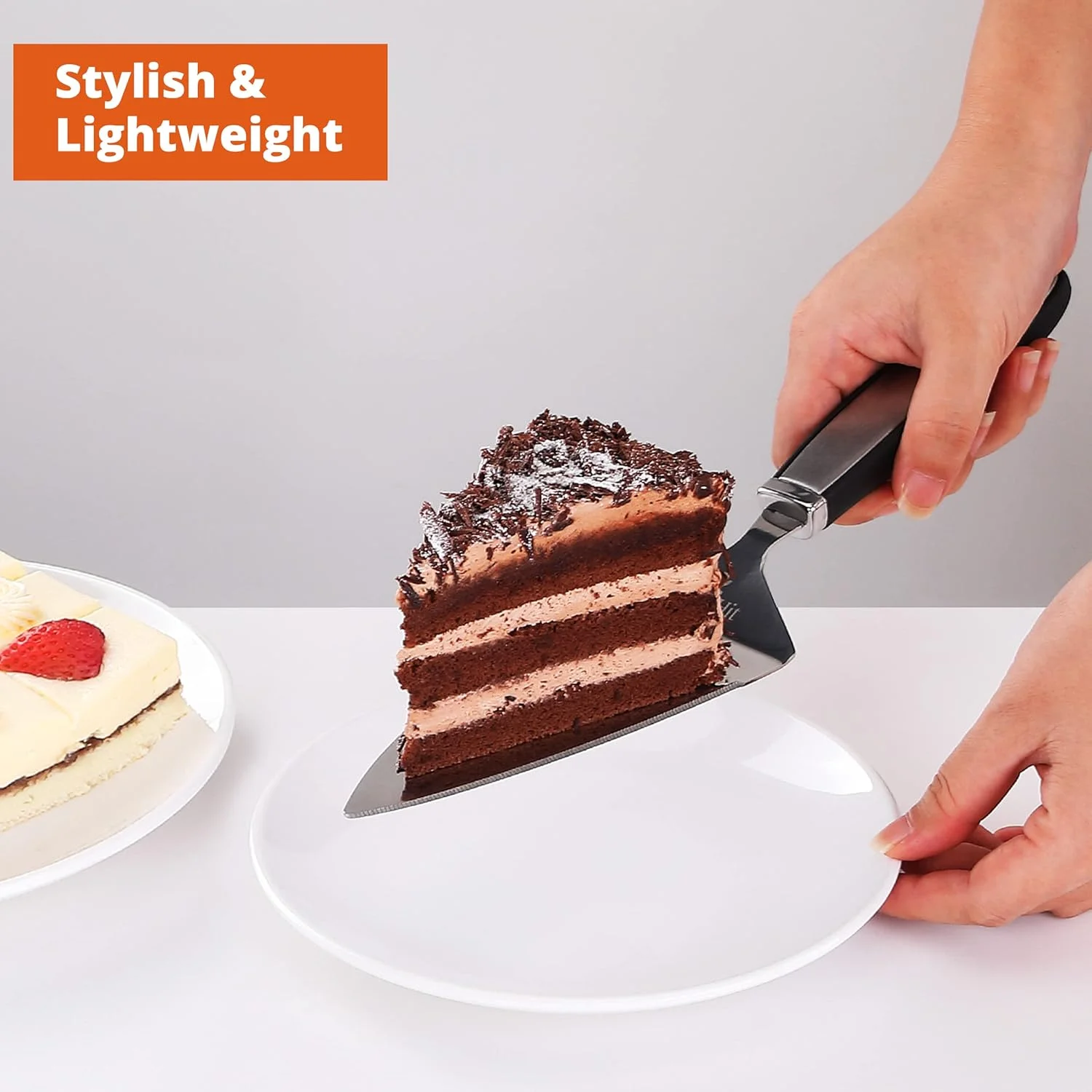 Cake  and Pie Server, Stainless Steel Angled Spatula with Serrated Blade, Professional Wide Cake  Slicer for Baking, Perfect for
