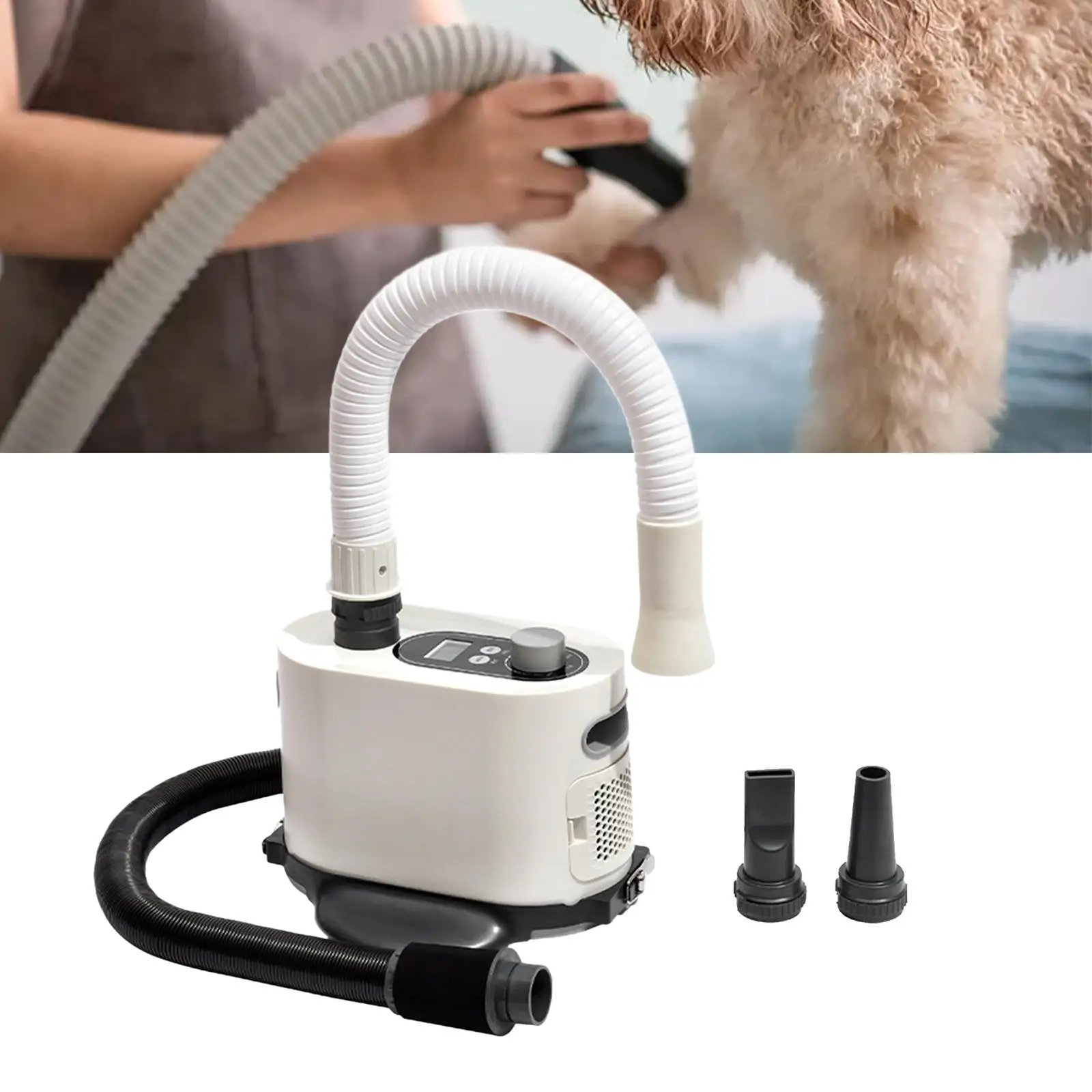 Dog Hair Dryer Pet Hair Dryer Dog Pet Grooming Dryer Blower,Less Noise with Hard Soft Double Hose,Dog Blow Dryer for Washing