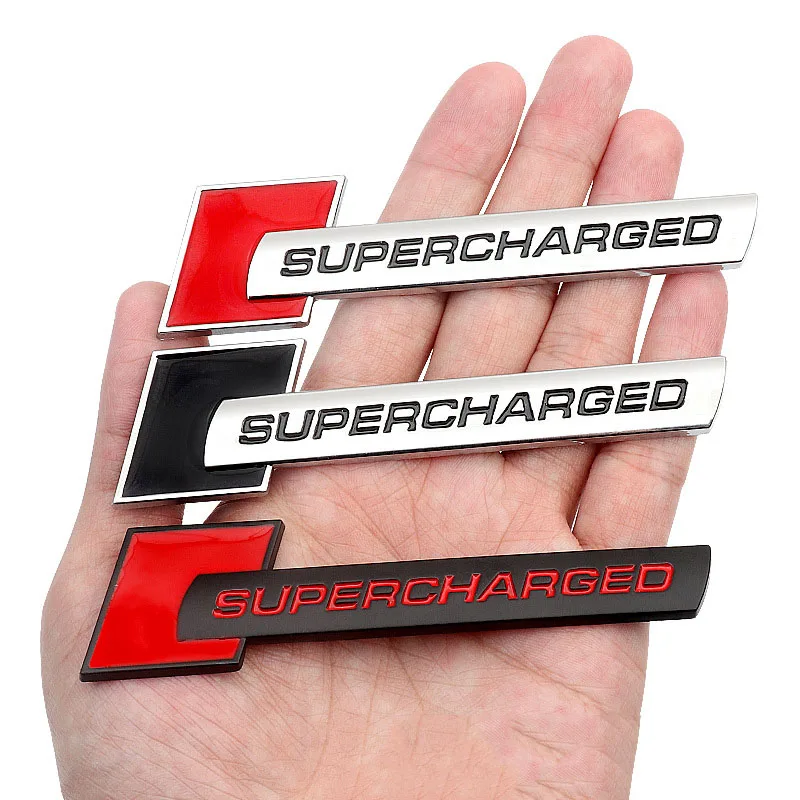 3d Metal Supercharged Emblem Badge Decal Car Sticker For Q7 S Line A6 C6 A8 D4 S4 B8 S6 C5 V6 Supercharged Logo Accessories