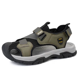 High Quality Men's Mesh Outdoor Sandals Waterproof Shoes for Men Classic Beach Sandals Hot Man Sewing Breathable Non-Slip Shoes