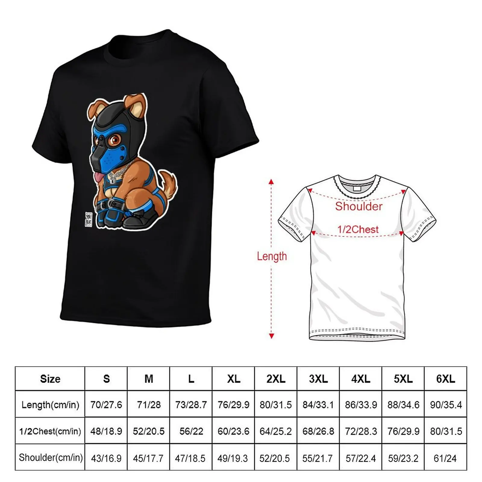PLAYFUL PUPPY - BLUE MASK - BEARZOO SERIES T-Shirt Festival Casual Short Sleeve