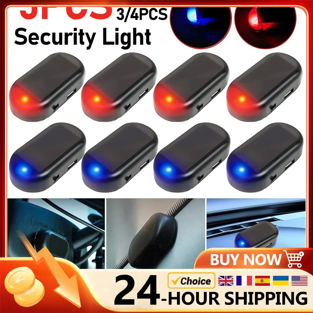 

Solar Powered Car Fake Security Light Super Bright Simulated Dummy Alarm Wireless Warning Anti-Theft Caution Lamp Flashing