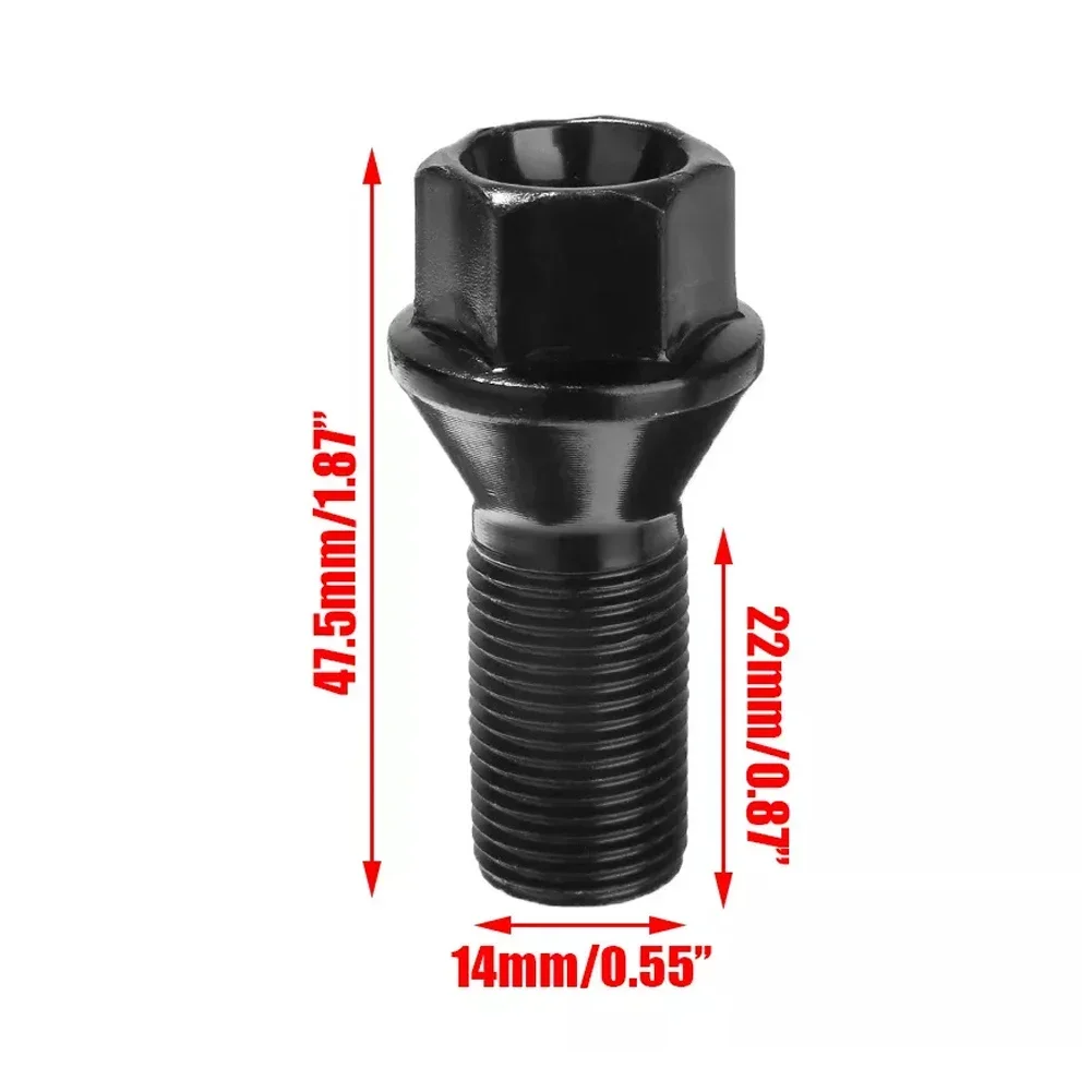 1pc Car Wheel Lug Bolt For BMW E70/ E70N/ E71/ F20/ F21/ F22/ F45/ F30/ F31/ F34/ F35/ F80 Black Steel Wheel Nut Stud Bolt