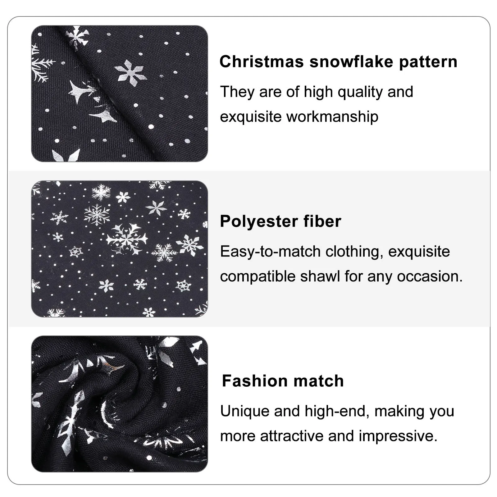 

Delicate Christmas Scarf Snowflake Design High Grade Attractive Impressive Neckerchief Ideal Family Friends Gift