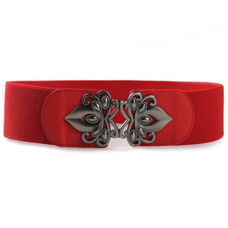 2027 Black Women Wide Waist Elastic Stretch Belts, Red Cinch Waistband Cummerband Canvas Girls Waistband Waist Seal Wide Belts