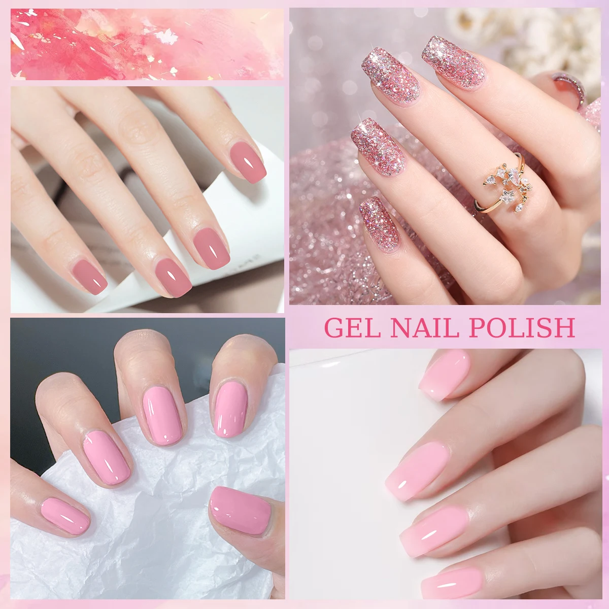 6 Piece Glitter Reflective Nail Polish Set, semi permanent  suitable for manicures, alcohol free, suitable for everyday DIY use.