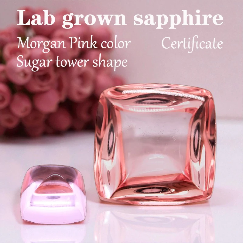 

Lab Grown Sapphire Sugar Tower Shape Morgan Pink Color VVS1 Charms Advanced Jewelry Making Materials Certificate Extremely Shiny