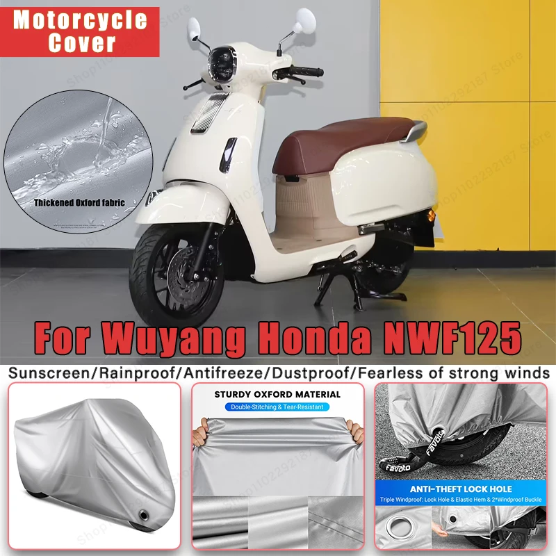 

For Wuyang Honda NWF125 No Ear Motorcycle Cover - Outdoor Full Body Protection, Waterproof Dustproof Sunscreen Moto Accessories