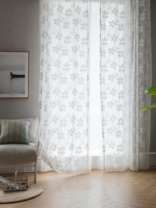 

Modern Simple Solid Color Jacquard Versatile Gauze Curtain Curtains for Living Dining Room Bedroom