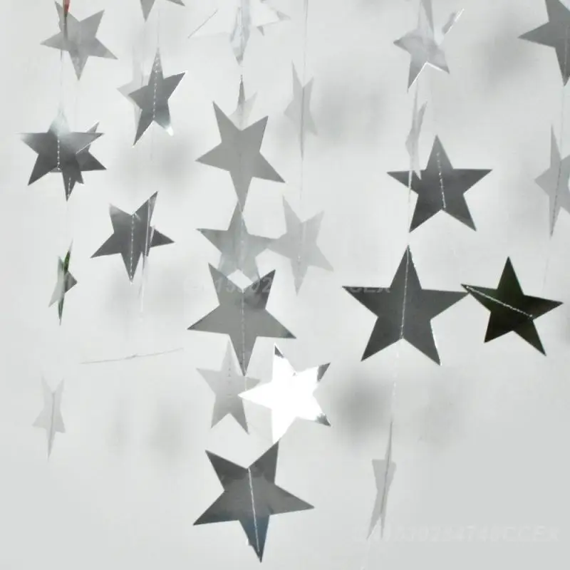 2/3/4PCS Star Round Garlands Flash Paper Garlands Photo Background Not Easy Tear 4 Meters 6 Optional Birthday Party Decorations