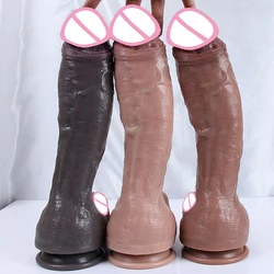 Godemiché Réaliste média en Silicone Souple avec Ventouse pour Femme, Énorme Pénis AngiPhallus Long, Jouets Sexuels Anaux, Vagin, Mastyellar