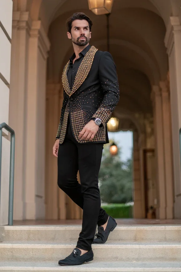 Luxury Slim Fit Men's 2 Piece Suit High Quality One Button Wedding Tuxedo Formal Party Blazer Business Customized Male Wear