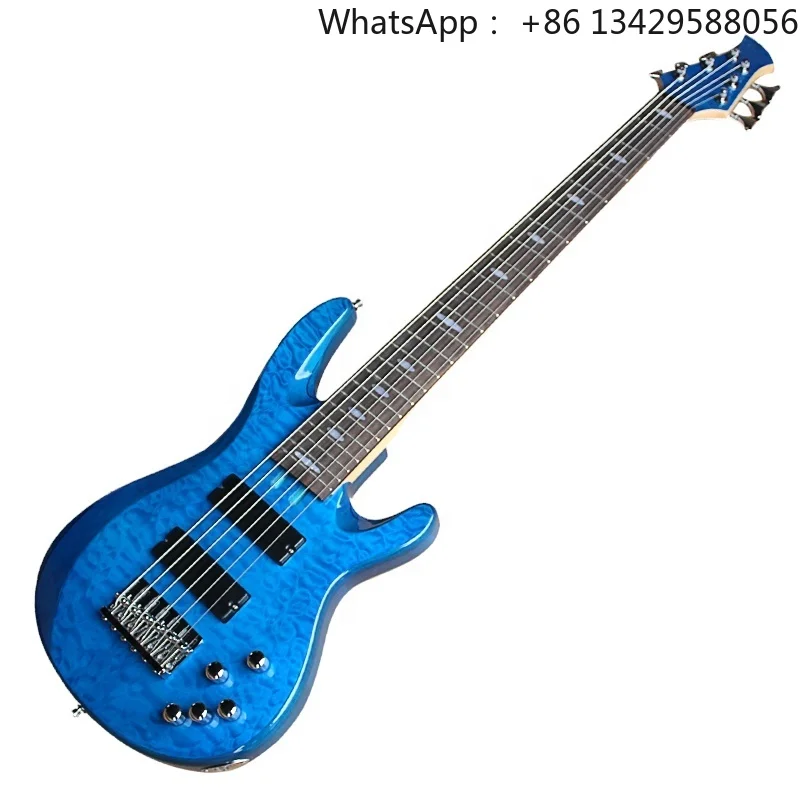 Flyoung Cheap Chinese Guitars Blue 6 Strings Electric Bass Guitar Profetional Bass Guitar