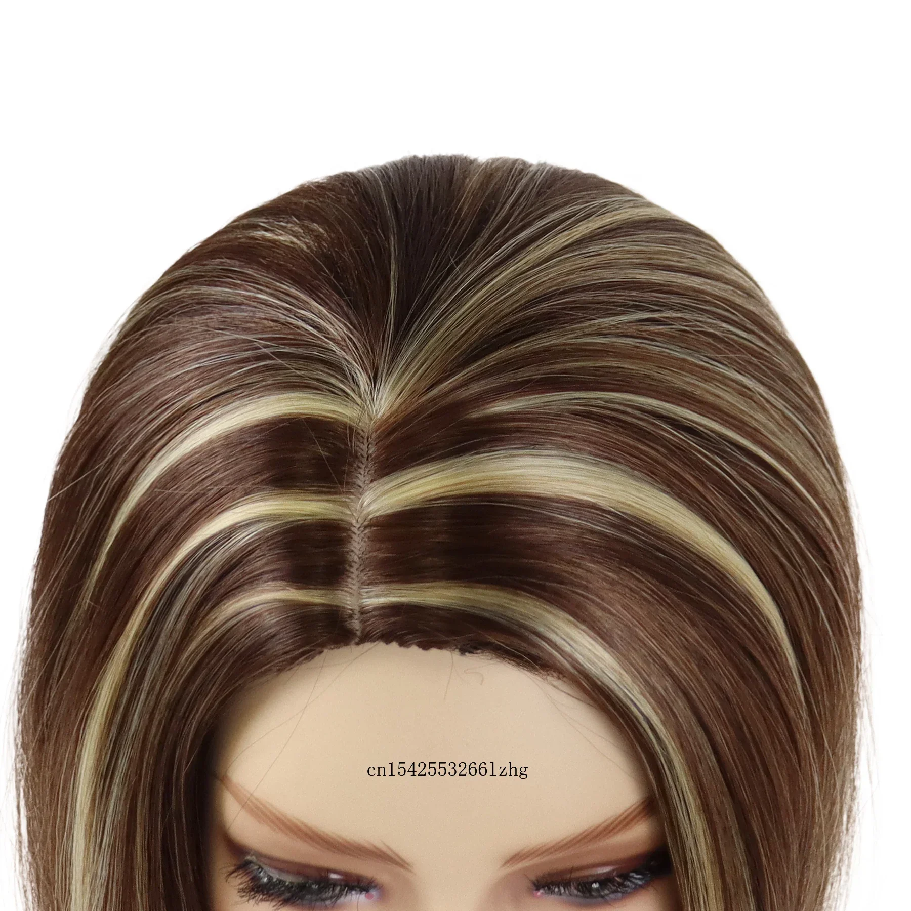 باروكات شعر صناعية طويلة مستقيمة من GNIMEGIL للنساء ذات مظهر جميل وحفلات الهالوين التنكرية اليومية تستخدم شعر مستعار بني طبيعي #2