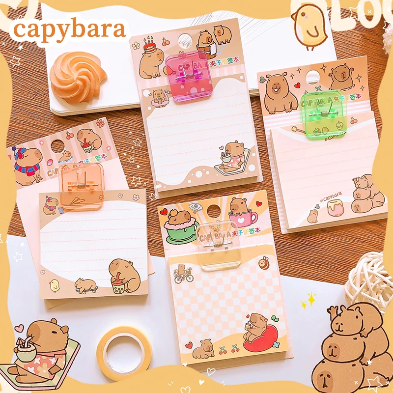 Capivara Mini Notebook Portátil, Papelaria Kawaii, Acessórios de Escritório, Material Escolar, Notepad para Notas Diárias, Papelaria Presente