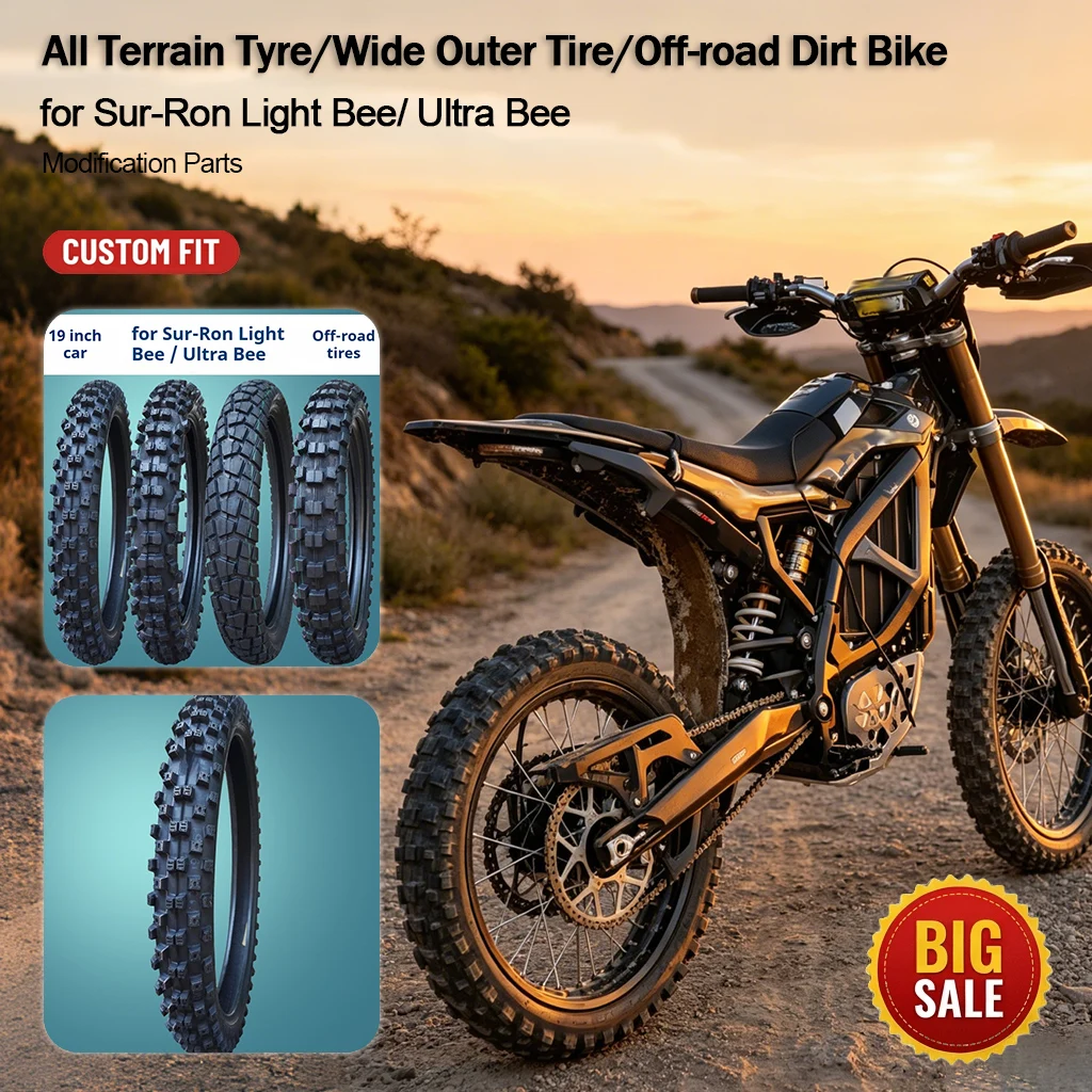 Wide All Terrain Turtle Pattern Tire 90/90-19 80/70-19 for Sur-Ron Light Bee Ultra Bee Off-road Motorcycle Modified Outer Tyre