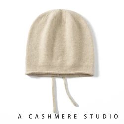 MERRILAMB High Quality 100 Cashmere Knitted Hat for Women Winter Soft Warm Drawstring Outdoor Cap Female Skullies Beanies Hats