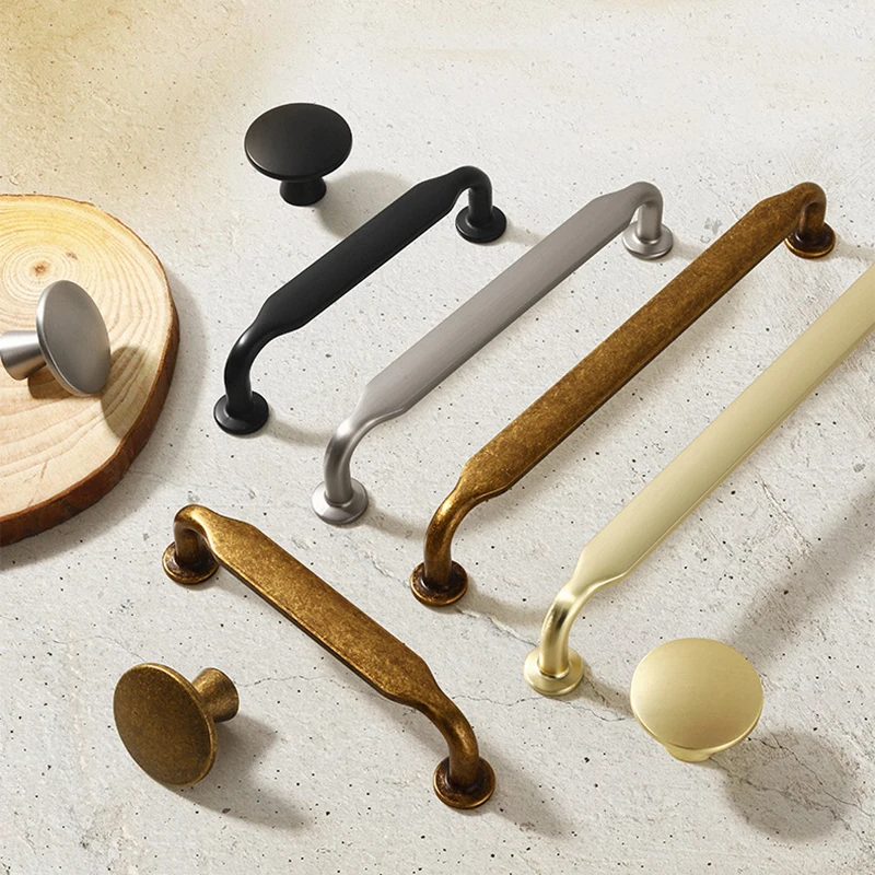 American Cabinet Door Handle Modern Simple Wardrobe Door Handle Zinc Alloy Cabinet Antique Old Drawer Single Hole Handle