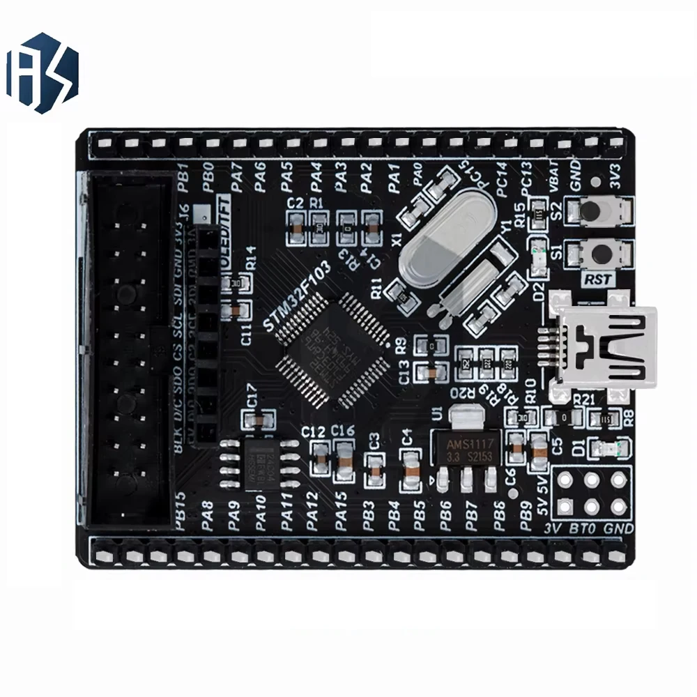 ‌ Placa de evaluación STM32F103C8T6 Cortex-M3 – MCU ARM de 72 MHz con flash de 64 KB, USB 2.0, CAN y control de motor PWM |   Enlace ST integrado