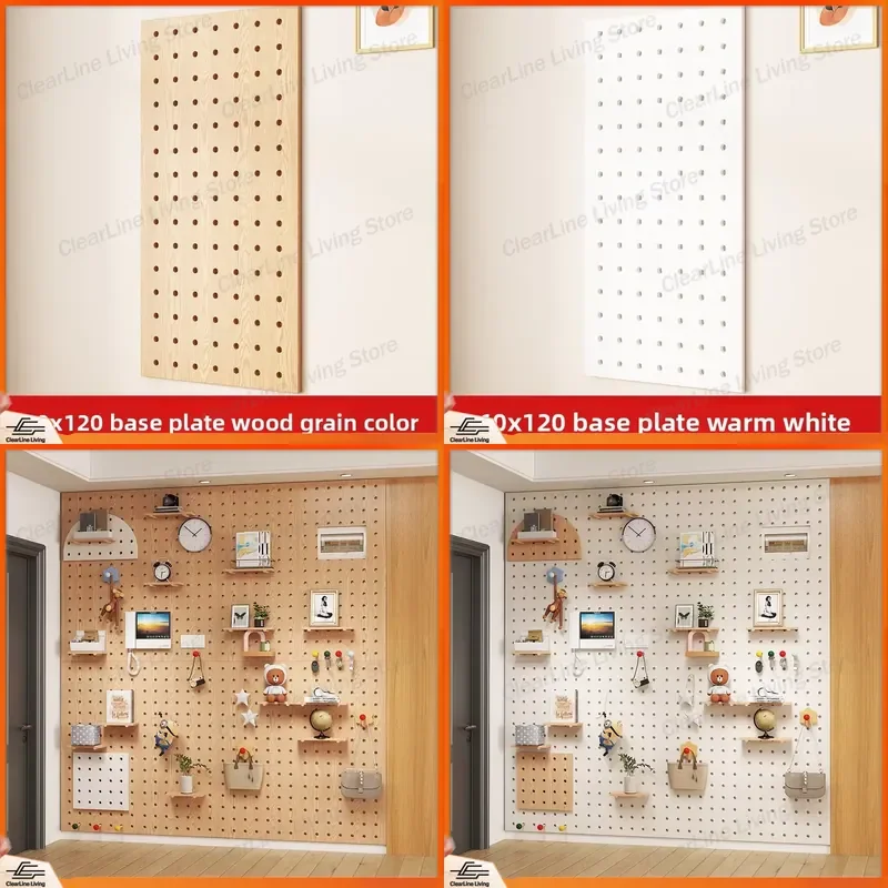 for Solid Wood Nordic Pegboard  Shelf Kitchen Storage Decorative  Mounted Organizer Wall Peg Board Storage Board