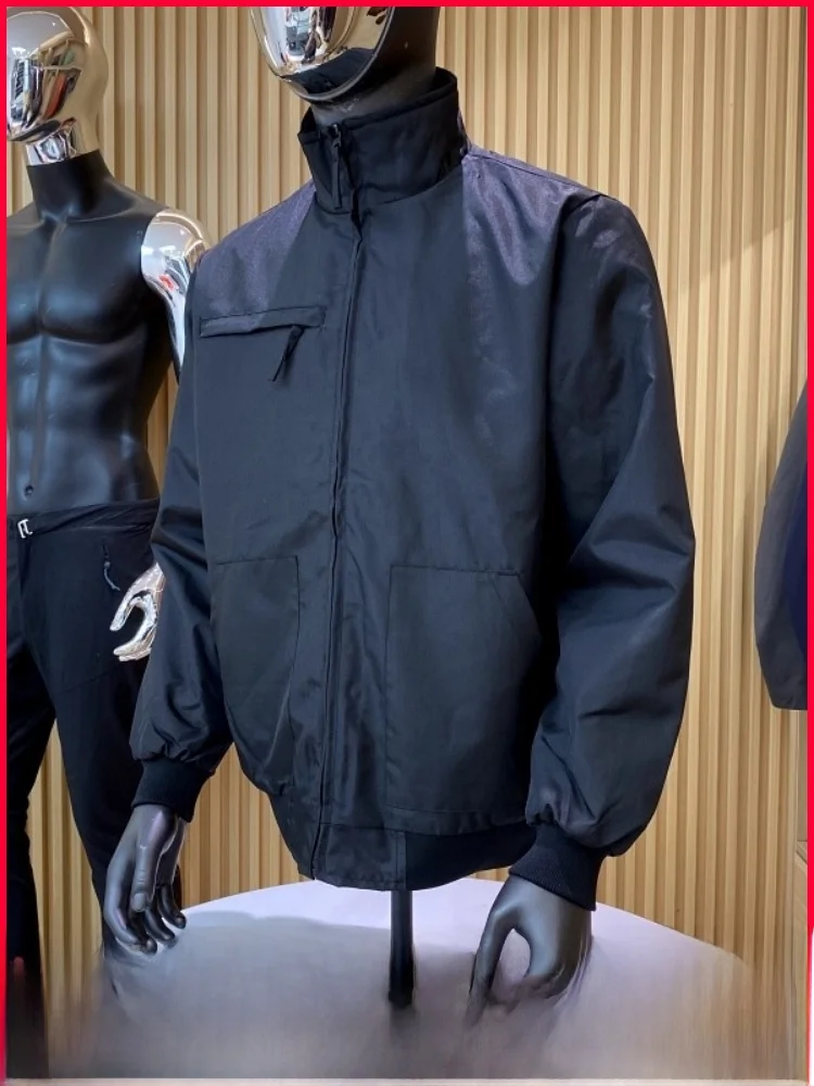 

Nordic Sle Men's Faion Casual Fce Lined Jaet Autumn Winter Windproof Stand Collar Cotton Insert Zipper Coat