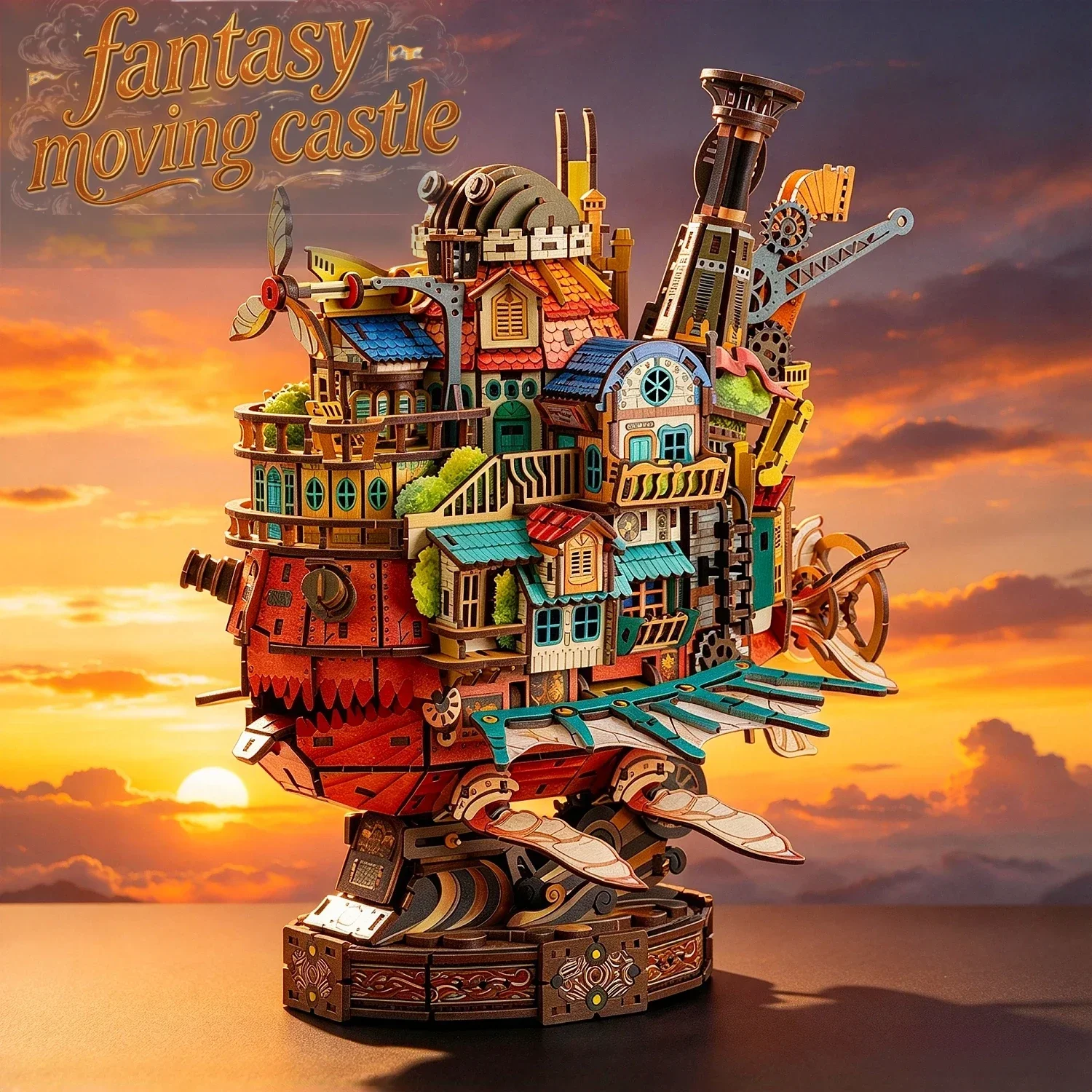 Mechanical Assembly Travel Castle Model, DIY Handmade Miniature House Kit, Creative Toy Model for Home Decoration