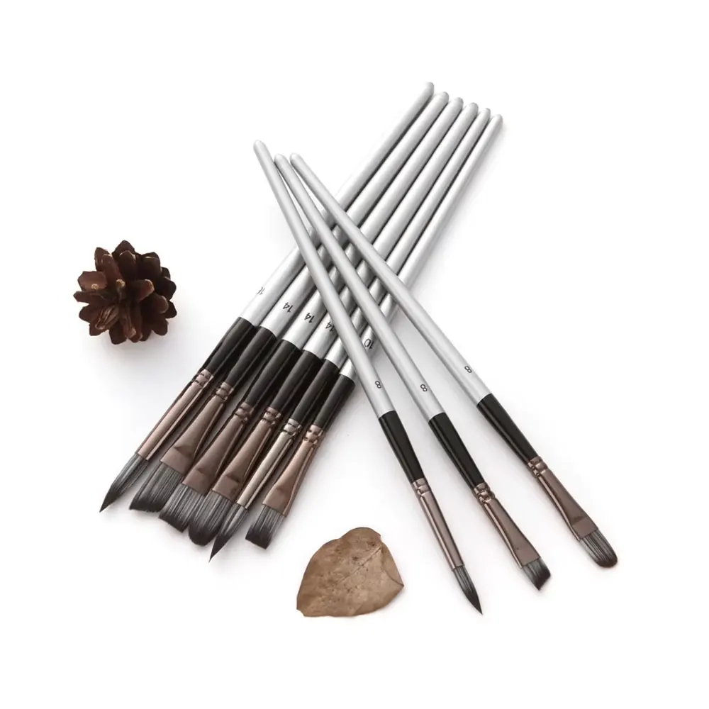 مجموعة فرش مكونة من 24 شكلًا مختلفًا باللون الرمادي الفضي وحقيبة تخزين من القماش سهلة الحمل ومناسبة لمستلزمات الرسم الزيتي المائية والزيتية #3