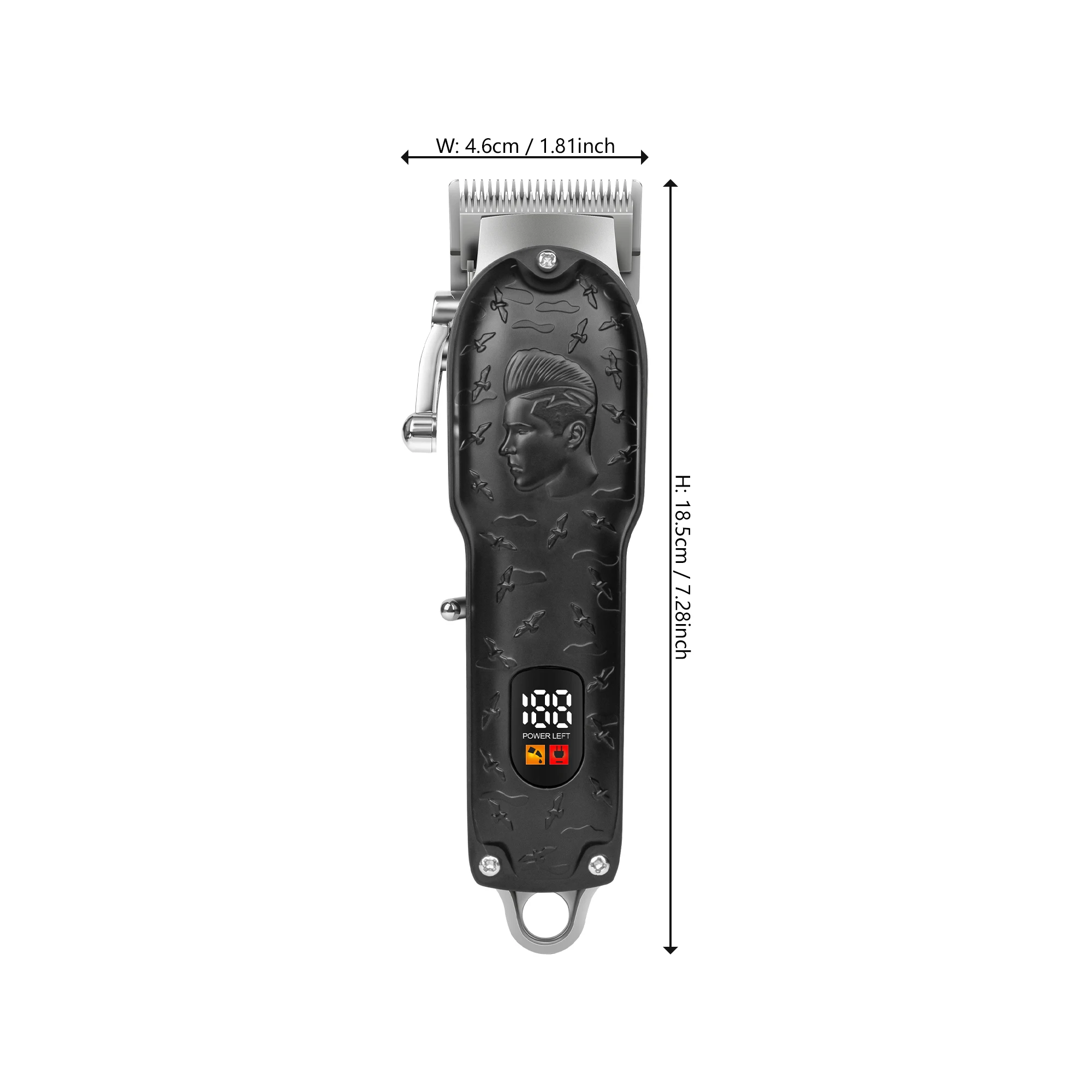 Digital LCD Display Cordless Barber Clipper Retro Man Face Pattern USB Rechargeable Professional Hair Cutting Tool Set