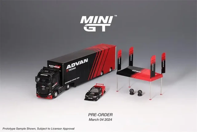 MINI GT 1:64 Transporter / Zelt-Set / S15 ADVAN LHD Druckguss  