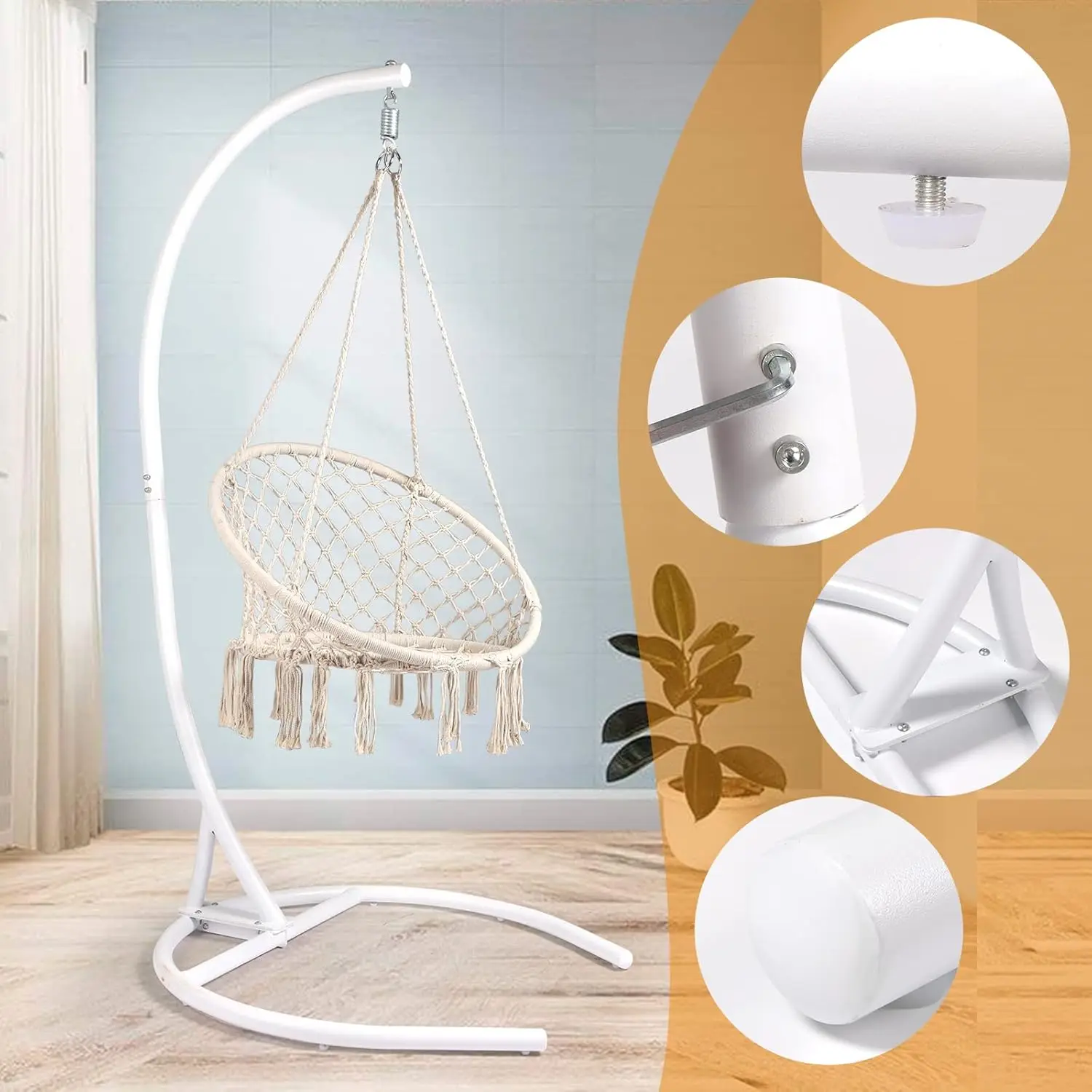 Soporte para silla (solo soporte), soporte para silla colgante de huevo/silla de columpio, solo soporte para silla colgante de interior/exterior, servicio pesado de 330 libras Wei