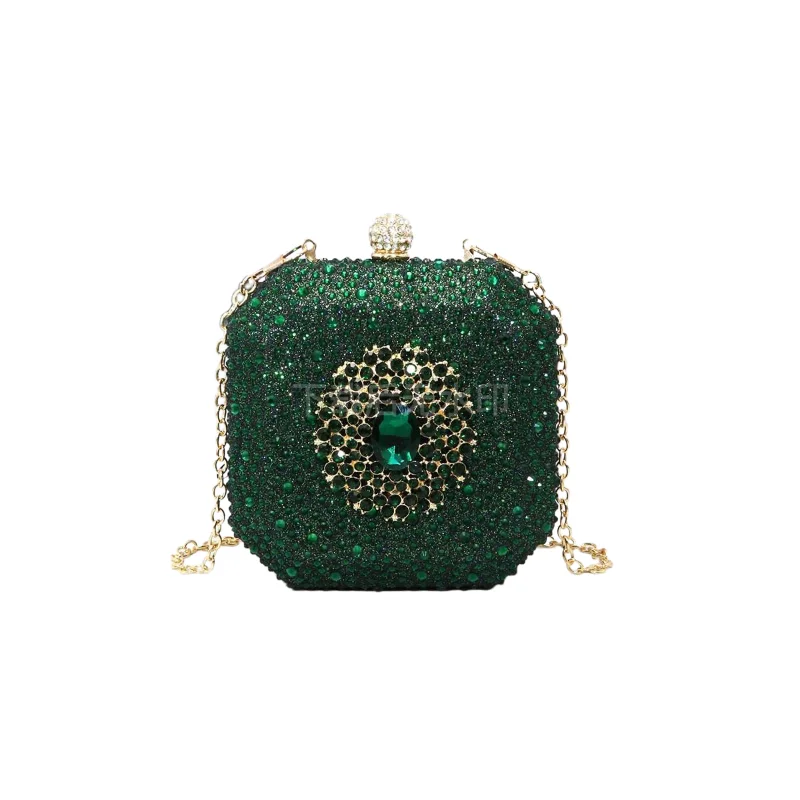 

Premium Diamond Buckle Women's Fashion Personalized Mini Bag Rhinestone Diamond Buckle Clutch Shiny Personalized Mini Dinner Bag