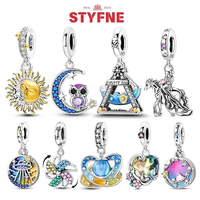 

New Silver 925 Animal Gold Color Leopard Owl Charms Heart Beads Pendants Fit Original Bracelet for Women DIY Jewelry Fine Gifts