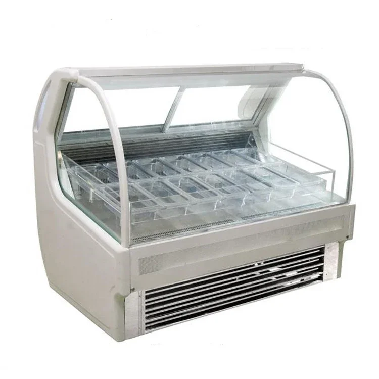 Dessert Shop mobile Hard Ice Cream Display Freezer /Gelato Ice Cream Showcase Freezer