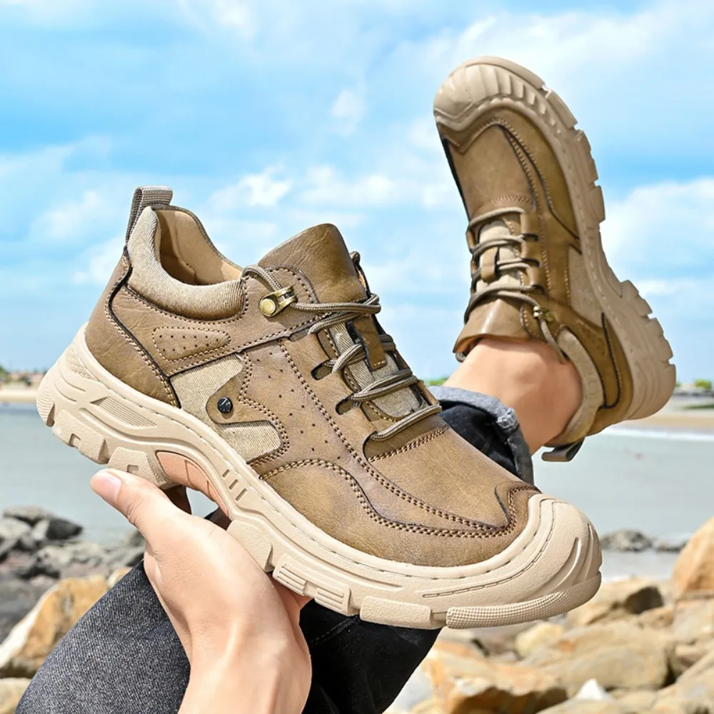 Genuine Leather Men's Sneakers Outdoor Men Casual Shoes Breath Retro Men Sports Walking Shoes Outdoors Hiking Treking Footwea