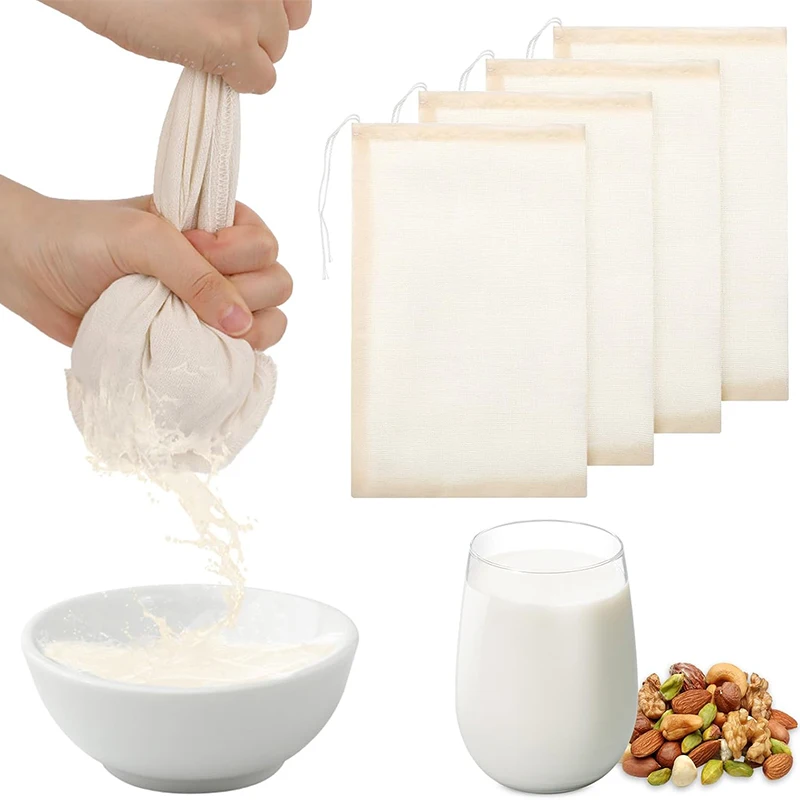 Ropa reutilizable para queso, 100% de gasa de algodón, mantequilla, tela de Tofu, nuez, leche, café, exprimidor, bolsas de filtro, colador de comida y yogur, herramientas de cocina