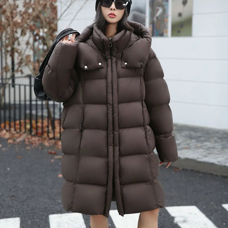 Winter Warm Capuchon Witte Eendendons Zeer Pluizige Vrouwen Donsjack 2025, Nieuwe Hoogwaardige Dikker Leisure Vrouwen Donsjack H502