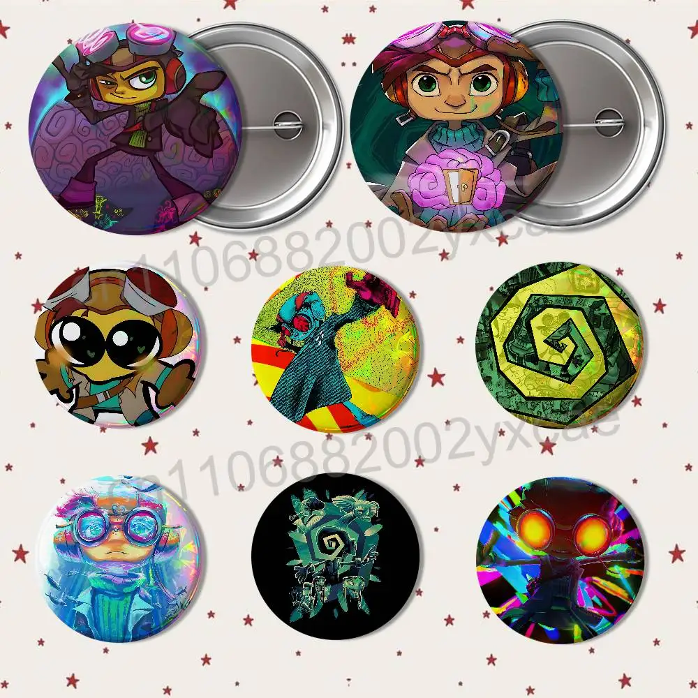 

Retro style game Psychonauts Creative Round Badge Button Pin Bag Decor Fans Collection Friends Gift Brooch
