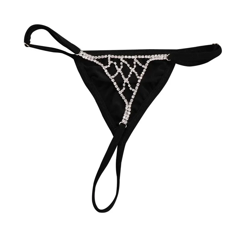 Mesh Panties Women Rhinestone Strings Elasticity Trend Body Chain Rave Waist Femme Thong Bodysuit Underwear Club Party