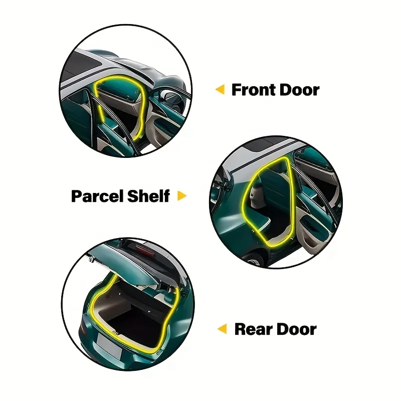 Thickened 1.5M/3M Car Door Tailgate Seal Strip Self Adhesive Rubber Block Waterproof Cold Wind Dust Proof Auto Accessories