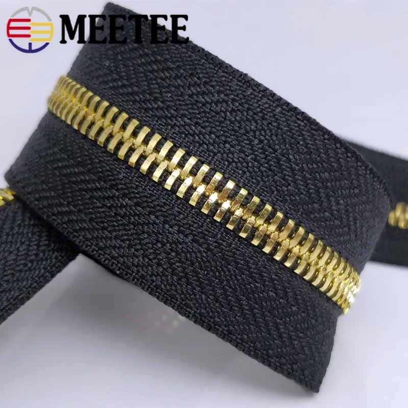 Meetee 2/5Meters 5# Metal Zippers Double Pull Zips Garment Luggage Zipper Repair Kit Clothing Sewing Accessories No Slider