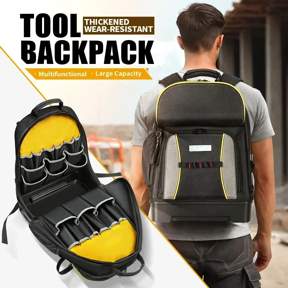 Heavy-Duty Tool Backpack - Waterproof, Durable with Multi-Use Pockets for Electricians & Construction Workers