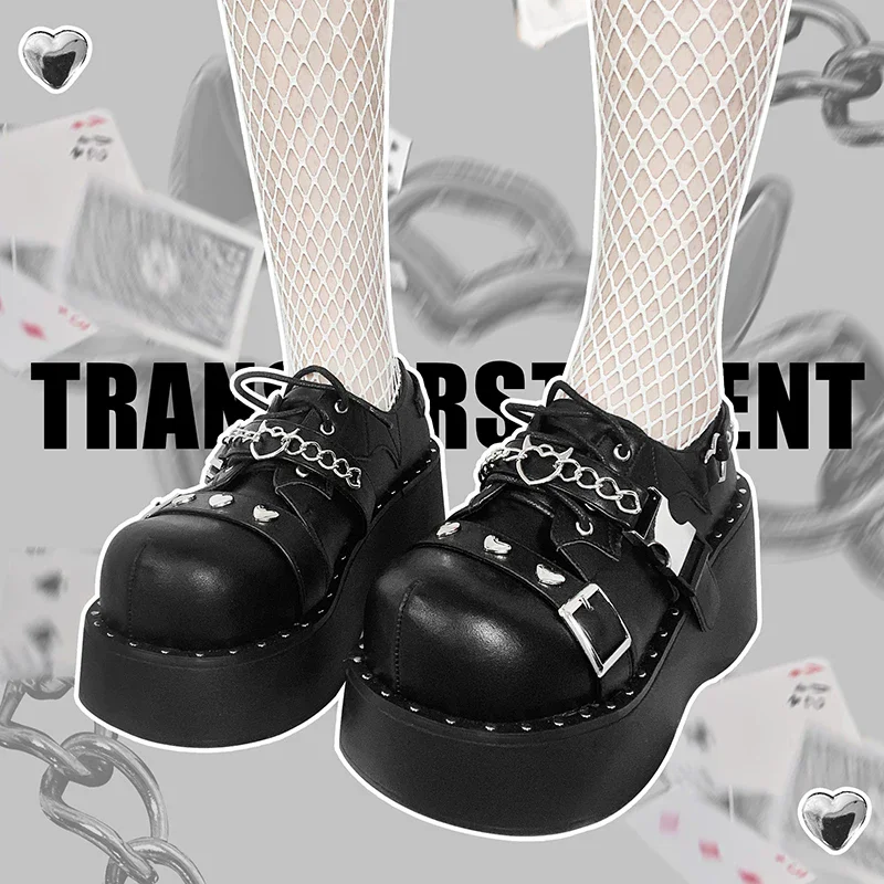 Original Alt Fashion Punk Y2K Gothic Lolita Round Toe Platform Chunky Sole Shoes for Hot Girls