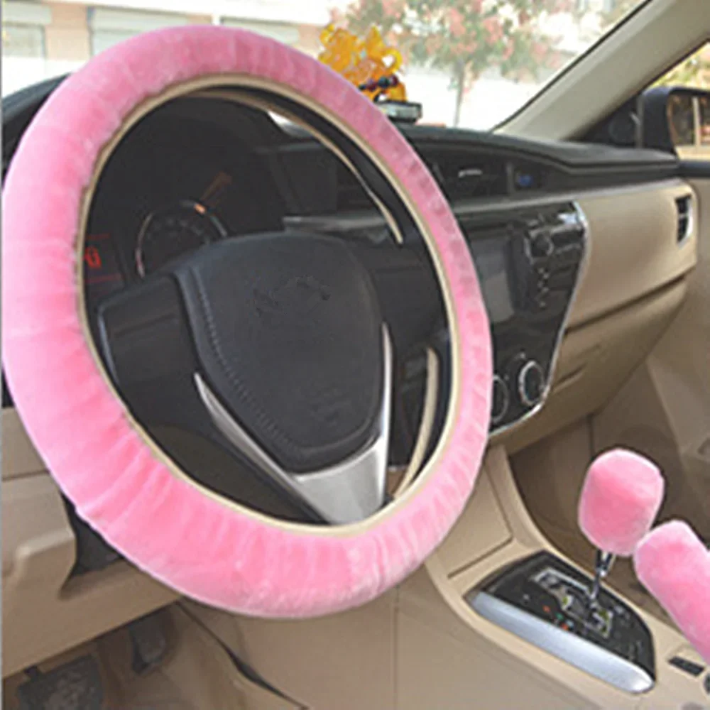 Picture 7: Winter Warm Furry Handbrake Gear Shift Steering Wheel Cover 38cm*38cm 1 Set Include Handbrake Gear Shift & Steering Wheel Cover