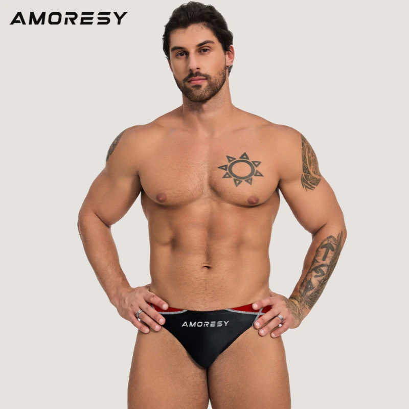 AMORESY Oceanus series trendy Japanese briefs low-waist hip-lifting tight-fitting ultra-thin swimming trunks