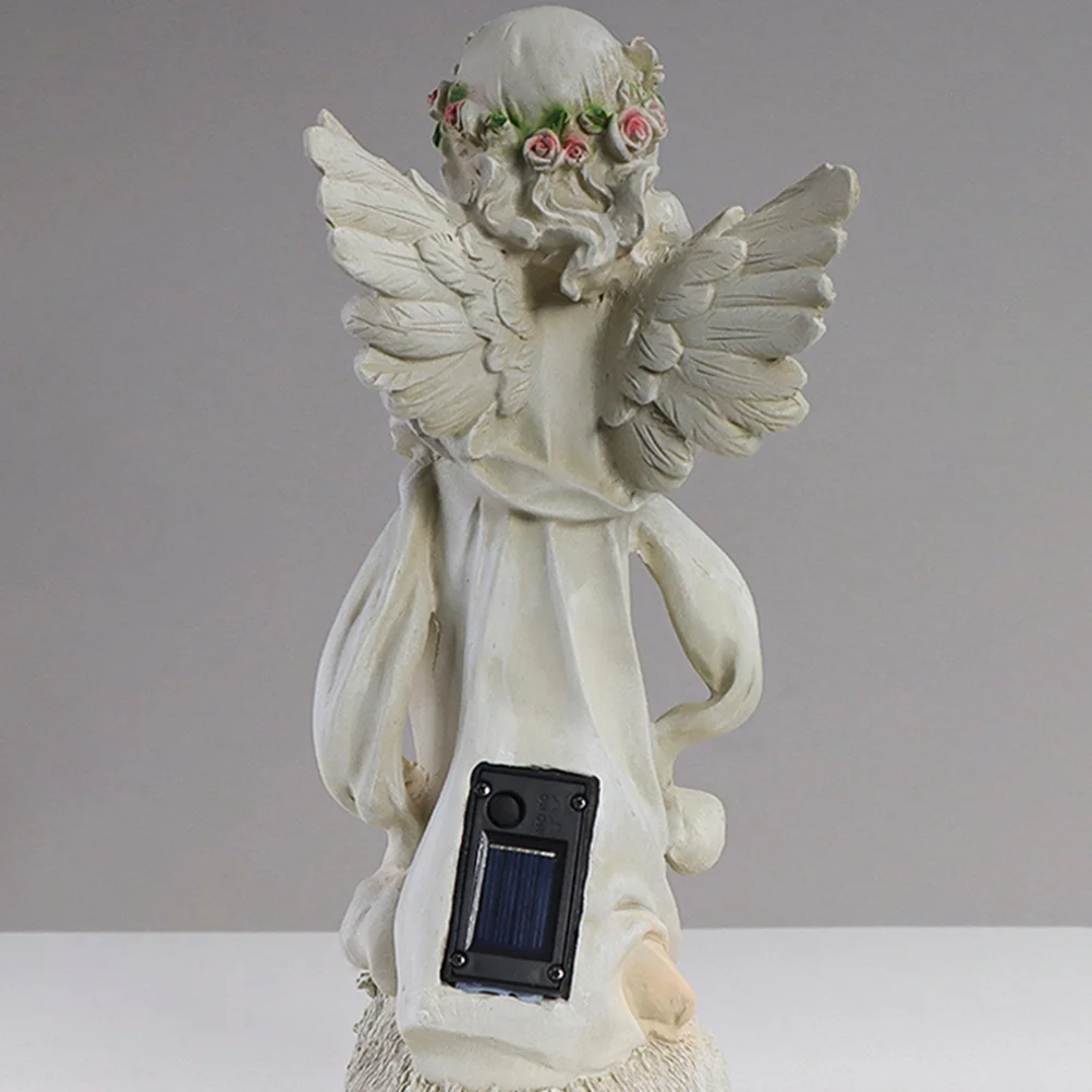

Solar Angel Statue Resin Garden Outdoor House Decor Lantern Outdoor Yard Patio Grave Decoration Energy Saving Night Light