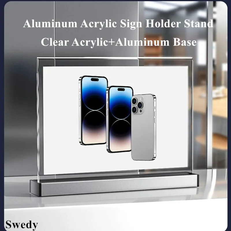 A4 210x297mm Aluminum Countertop Acrylic Sign Holder Brochure Holder Display Stand Table Menu Holder Price Paper Poster Frame