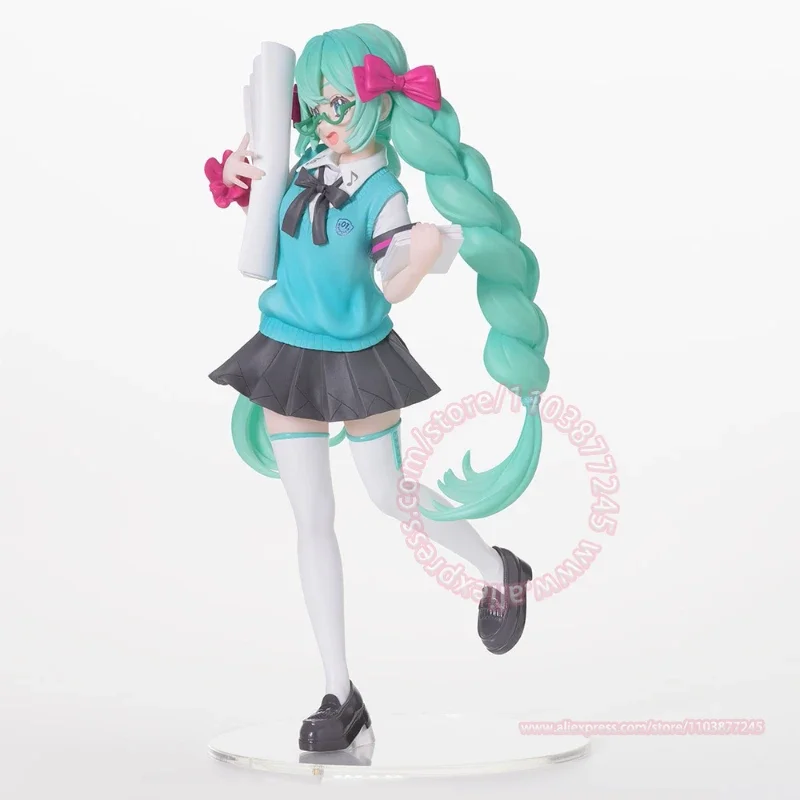 Genuine BANDAI 16th Anniversary Hatsune Miku Figure Model Cute Ornaments Decoration Animation Peripheral Birthday Gift Hand