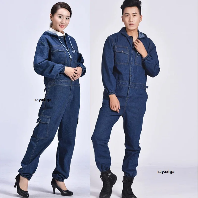 

Denim Working Uniforms Flame Retardant Welding Suit Coverall Overall Mechanic Work Jumpsuit Repairman Auto Repair Anti-sparking