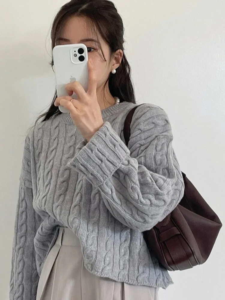 

Шикарный осенний антивозрастной винтажный дизайн Ba Split Long Sve витой вязаный свитер для женщин для поездок на работу Sle китайского производства